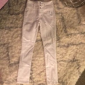 High waisted white pants